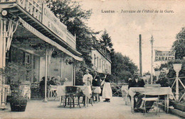 Lustin  Terrasse De L'hotel De La Gare Bien Animée Voyagé En 1921 - Profondeville