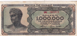 GRECE - Billet De 1.000.000 Drachmes - Éphèbe D'Anticythère- 1944 - Grèce
