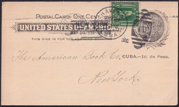1899-EP-310 CUBA 1899 US OCCUPATION 1c POSTAL STATIONERY + 1c TO US. - Andere & Zonder Classificatie