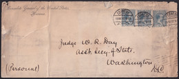 1896-H-21 CUBA 1896 5c CONSULAR COVER US STATE TO US. TRIPLE PORTE. - Briefe U. Dokumente