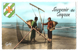 CPSM 80 (Somme) Cayeux-sur-Mer - Souvenir De Cayeux, Pêcheurs Et Armoiries TBE Couleur - Visvangst