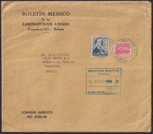 1958-H-42 CUBA REPUBLICA 1958 RARE IMPRESOS REGISTERED COVER TO SPAIN IN 1960. - Cartas & Documentos