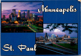 Minnesota Minneapolis St Paul Skylines Split View - St Paul