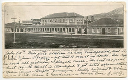 United States 1908 Postcard Livingston Montana Northern Pacific Railway Station; St. Paul & Spokane RPO 4th Div Postmark - Autres & Non Classés
