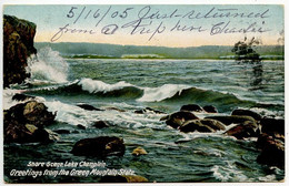 United States 1905 Postcard Shore Scene, Lake Champlain - Green Mountain State; Portland & Boston RPO Postmark - Altri & Non Classificati