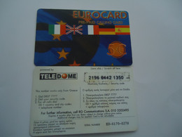 GREECE USED  PREPAID  Teledome  EUROCARD  FLAGS - Grèce