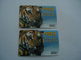 GREECE MINT PREPAID    2 CARDS  ANIMALS  TIGER 3 EURO - Grèce