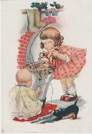 Illustr. Helen B. GAY . Fillette Au Téléphone, Bébé Feuilletant Un Livre, Chaton Jouant - Other & Unclassified