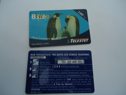 GREECE USED   PREPAID TELESTET   BIRDS PENGUINS - Grèce