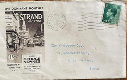 ENGLAND,1937,PRIVATELY PRINTED COVER, THE DOMINANT MONTHLY,THE STRAND MAGAZINE, GEO, NEWNES LTD OFFICES,TELEPHONE NO. TE - Cartas & Documentos