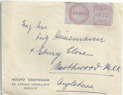 Vignette D'affranchissement De Guichet - Camp - étiquette Mauve - Paris 86 - Lettre Pour Le Royaume-uni - 1969 Montgeron – Papier Blanc – Frama/Satas