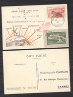 Vi  002  :  Rallye Aérien  Du Festival De Cannes  13-9-1947 Avec Vignette - Aviación