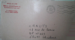 M 6  Lettre En Fm Armée De L'air Paris  Devant De Lettre - Military Airmail