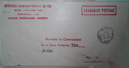 M 6  Lettre En Fm Base Aérienne 106 Devant De Lettre - Military Airmail