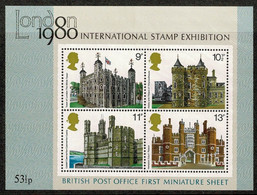 1980 GB London International Stamp Exhibition Castles MS MNH Toning - Sheets, Plate Blocks & Multiples