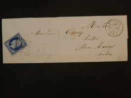 BN5 FRANCE BELLE LETTRE 1856 TROYES  AUX RICEYS +NAP. N°14 . +AFFRANCH. INTERESSANT - 1853-1860 Napoléon III.