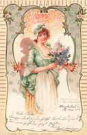 Illustrateur - Femme - Fleur - Dorure - Relief - Edit. J.C. Schmidt - Précurseur - Carte Postale Ancienne - 1900-1949