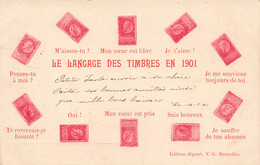 Timbre - Le Langage Des Timbres En 1901 - Edit. V.G. - Encre Ruge - Précurseur - Carte Postale Ancienne - Postzegels (afbeeldingen)