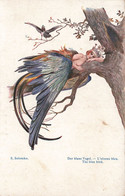 Illustrateur - S. Solmoko - L'oiseau Bleu - Femme Oiseau - Colorisé  - Carte Postale Ancienne - Solomko, S.