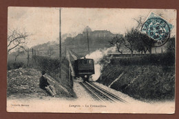 (RECTO / VERSO) LANGRES EN 1904 - LE CHEMIN DE FER A CREMAILLERE AVEC PERSONNAGE- BEAU CACHET - CPA - Langres