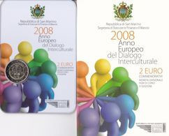 San Marino (Saint Marin) 2008 : 2 Euro Commémorative "Dialogue Interculturel" (en Coffret BU) - DISPO EN FRANCE - San Marino