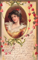 Illustrateur - Femme Dans Médaillon -  Coeur - Dorure - Relief - Précurseur - Carte Postale Ancienne - 1900-1949