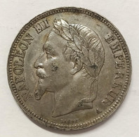 France Francia NAPOLEONE III 5 FRANCHI FRANCS 1868A PARIGI BB+ KM#799.1 E.552 - 5 Francs