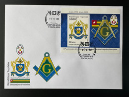 Togo 2022 FDC 1er Jour S/S Bloc Mi. ? 50 Ans Grande Loge Régulière Franc-maçons Freimaurer Freemasonry Masonic - Togo (1960-...)