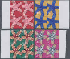 Maldives: 2004, Star Fishes Complete Set Of Four In IMPERFORATE Blocks Of Four F - Maldives (1965-...)