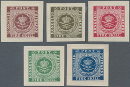 Denmark: 1858. WAVY-LINED SPANDRELS: Set Of 5 Colour Proofs For 4 Sk With An Una - Ungebraucht