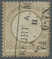 Deutsches Reich - Brustschild: 1872, Kleiner Brustschild, 18 Kreuzer Ockerbraun, - Oblitérés