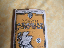 Carte/ Automobile Map Of Great Britain /LIVERPOOL-HOLYHEAD/John Bartolomew & Son/ EDINBURGH/1947                  PGC491 - Callejero