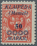 Memel: 1923, Nicht Ausgegebene Dienstmarken Litauens Mit Aufdruck, Sechs Werte K - Memel