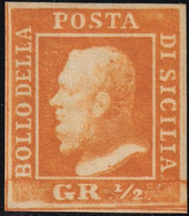 1/2 Gr. II^ Tav.arancio Sass 2 MLH* Ben Marginato F.G.Bolaffi, Ad Lusso - Sicilia