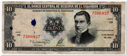 EL SALVADOR,10 COLONES,1988,P.135b,INK SPOTS - Salvador