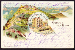 1902 Gelaufene Litho AK: Hotel Rigibahn, Rigi Staffel Mit Hotelstempel. Gestempelt Rigi Staffel - SZ Schwyz