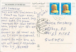 Egypt 2004 Sinai 46008 Via South Sinai 46599 Viewcard To Sweden - Briefe U. Dokumente
