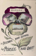 Une Pensée De Manage 3 Multivues La Gare Du Train Marcovici Couleurs 1910 - Manage