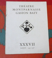 Programme Théâtre Montparnasse Gaston Baty Saison 1942-1943 Macbeth Shakespeare Alain Cuny Marguerite Jamois - Programme