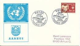 Denmark Cover First SAS Flight Tirstrup - London 1-4-1979  With Cachet United Nations And Aarhus - Lettres & Documents