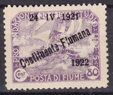 Italy Occupation WWI, Fiume 1922 Constituente Fiumana Sassone#185 Mi#149 Mint Hinged - Fiume