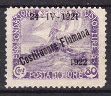 Italy Occupation WWI, Fiume 1922 Constituente Fiumana Sassone#185 Mi#149 Mint Hinged - Fiume