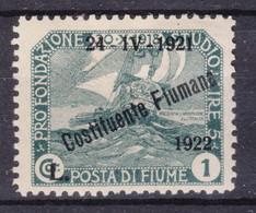 Italy Occupation WWI, Fiume 1922 Constituente Fiumana Sassone#186 Mi#150 Mint Hinged - Fiume