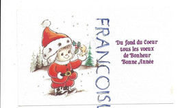 Carte De Vœux. Enfant Père Noël, Oiseau Sous La Neige:" Du Fond Du Cœur..." - Santa Claus