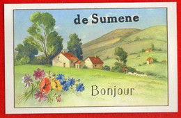 30 Gard - Cpsm Carte Fantaisie SUMENE, Baisers Souvenir Pensée De .....(quatre Cartes Différentes) - Sumène