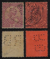 India 1900s 2 Stamp With Perfin RB By Ralli Brothers Lochung Perfore - Otros & Sin Clasificación