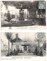 Villeneuve La Guyard Yonne 2 CPA Fontaine Regnoul Animée 1910 Très Bon état - Villeneuve-la-Guyard