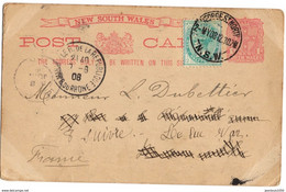 NOUVELLES GALLES DU SUD ENTIER POSTAL ILLUSTRE AVEC COMPLEMENT OBLITERE GEORGE ST NORTH POUR LA FRANCE - Briefe U. Dokumente