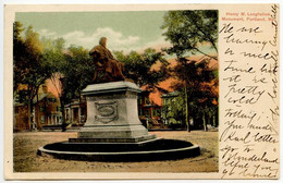 United States 1906 Postcard Portland, Maine - Henry W. Longfellow Monument; Portland & New York RPO Postmark - Portland