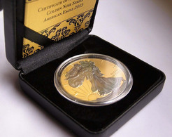 USA 2015 - 1 Tr. Oz Silver Dollar “Eagle” - Black Ruthenium & 24 CT Gold Plated - COA - Collezioni